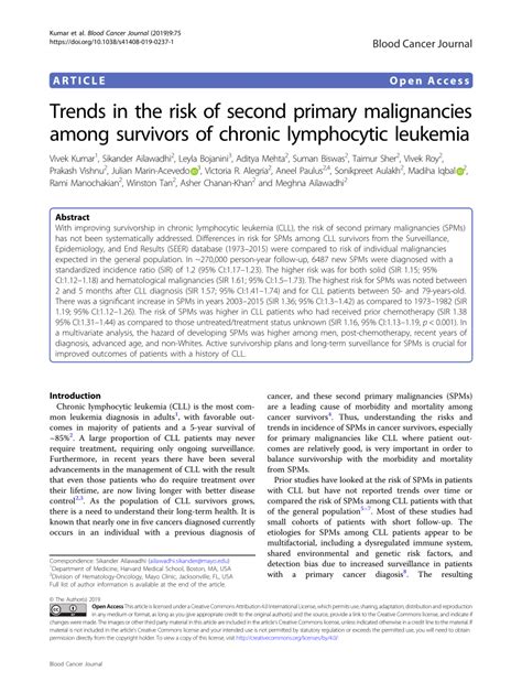 Trends in the risk of second primary malignancies among.